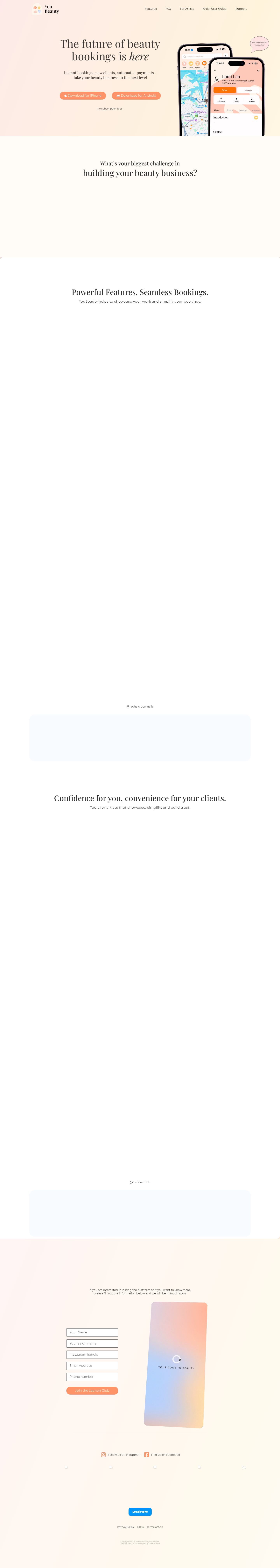 Landing Page System example from YouBeauty